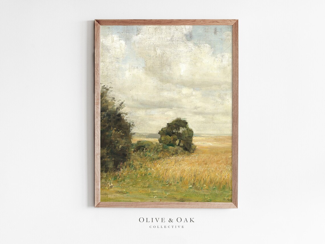 Wheat Field Painting, Farmhouse Country Decor Art Print