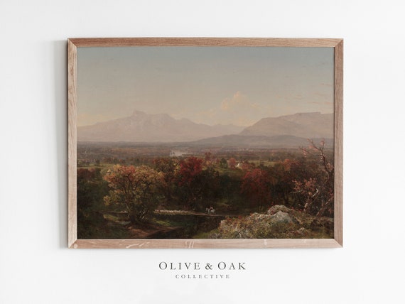 Vintage Autumn Landscape Painting, Art Print