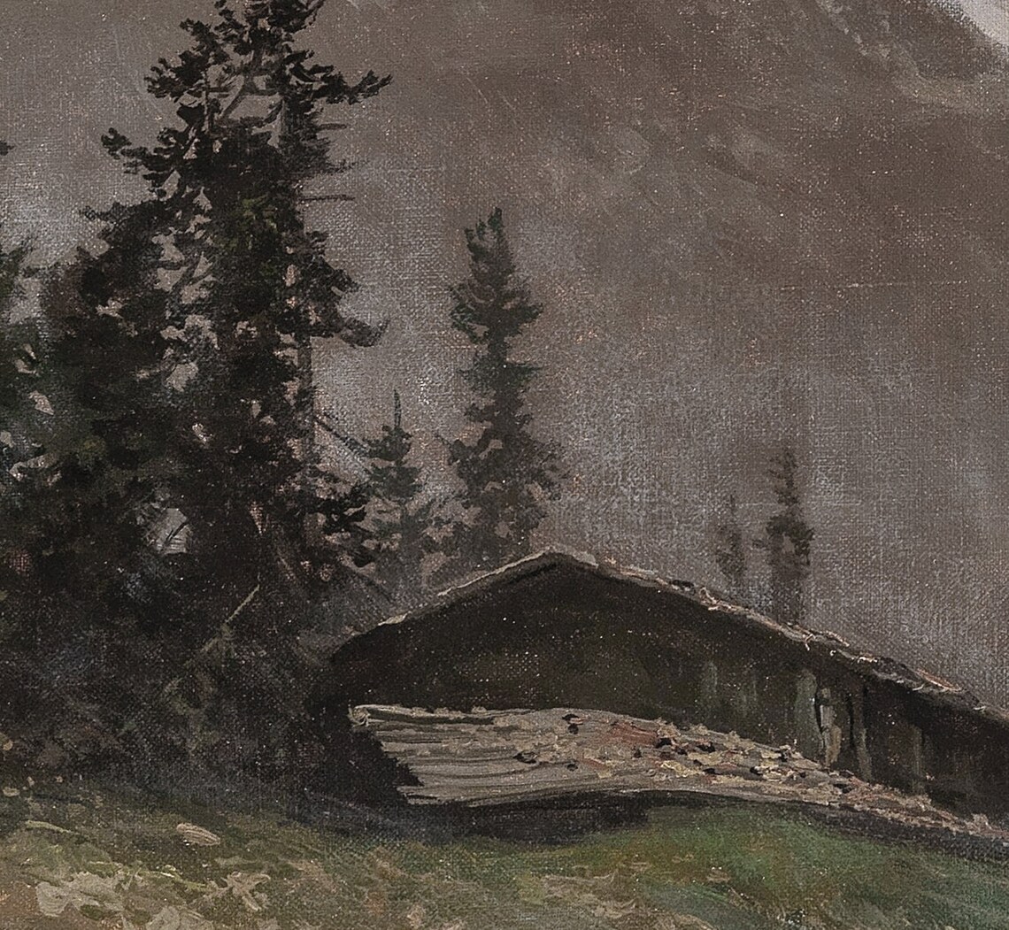 Rustic Mountain Painting Cabin Decor, Vintage Art Print - Image 3