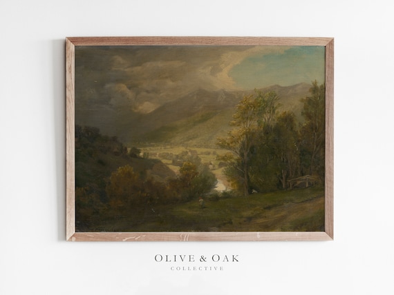 Mountain Landscape, Vintage Oil Painting Art Print