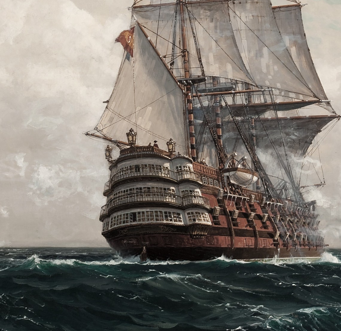 Moody Seascape Vintage Ship Art Print, Coastal - Image 3