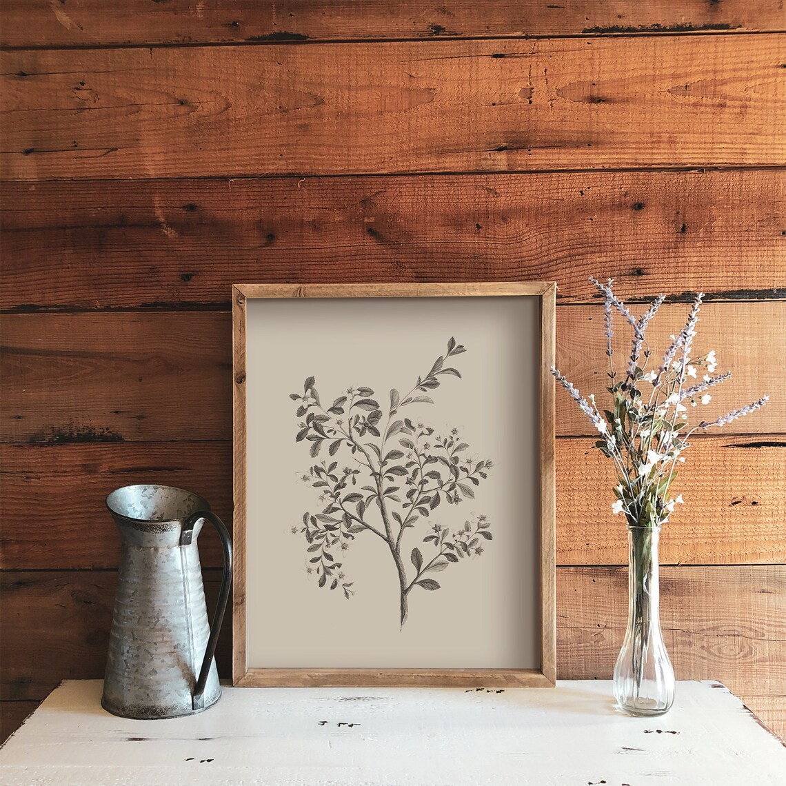 Simple Branch Drawing Botanical Art Print, Neutral - Image 2
