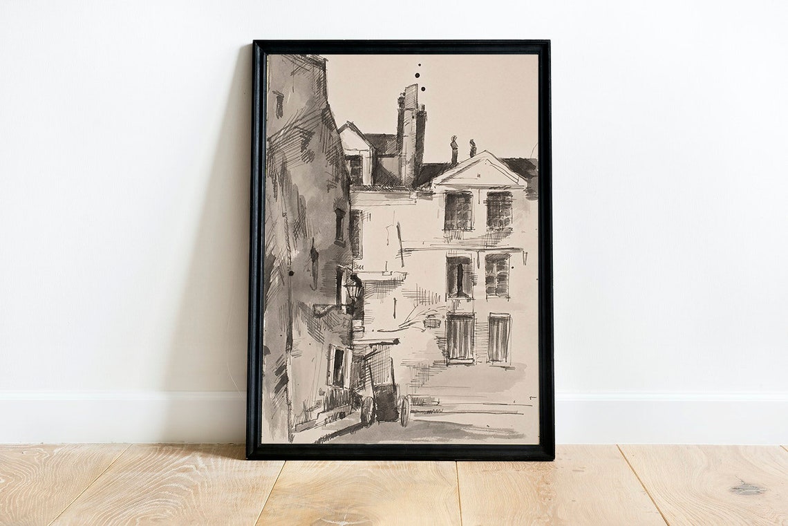Vintage Cityscape Sketch, Poster Print - Image 2