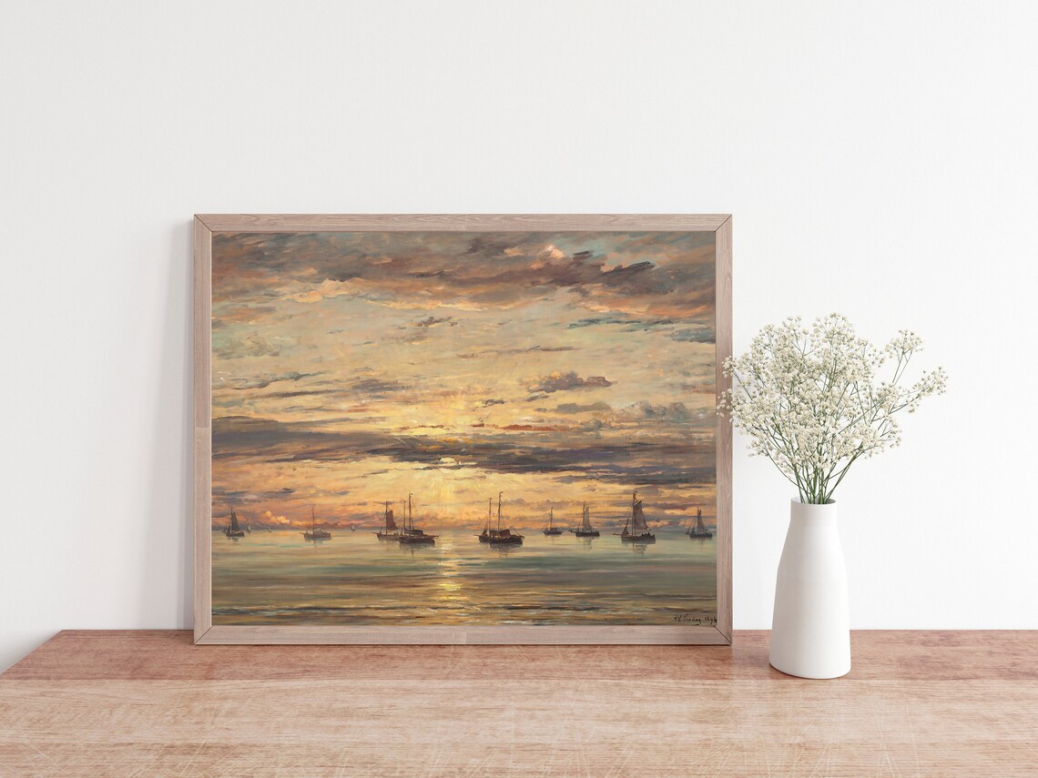 Antique Seascape Vintage Ocean Painting Art Print - Image 3