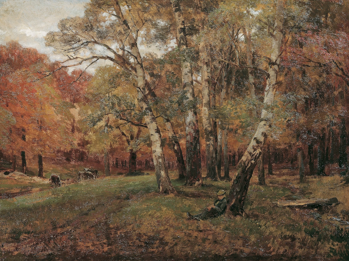 Fall Landscape Vintage Autumn Trees Art Print - Image 3