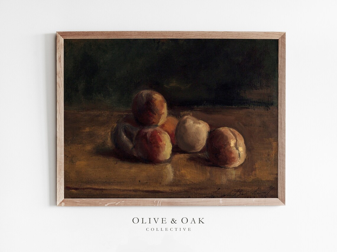 Moody Kitchen Art Print, Vintage Oil Painting Still Life
