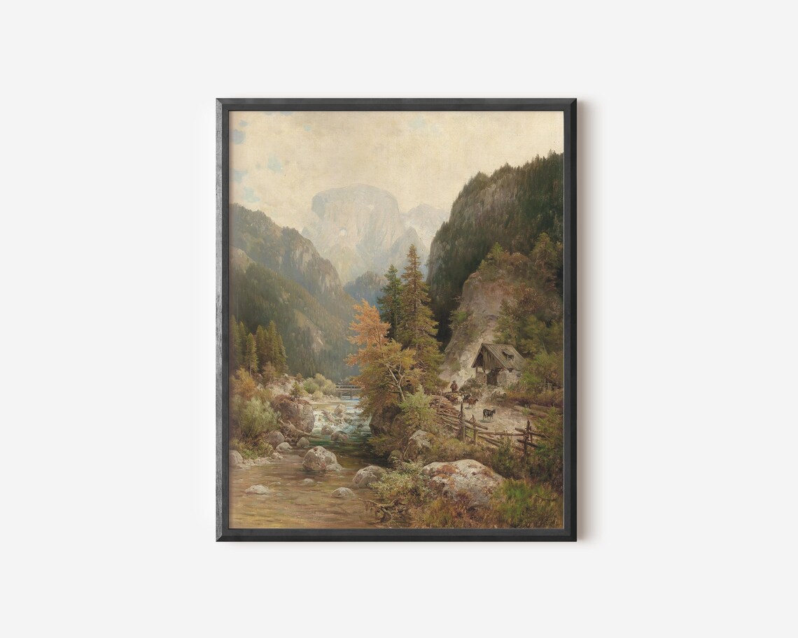Autumn Muted Landscape Painting, Fall Decor Art Print - Image 3