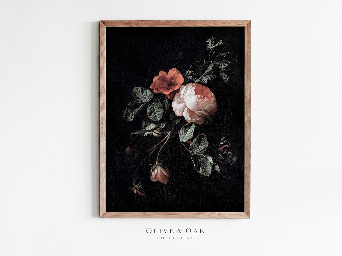 Rose Painting Vintage Botanical Art Print