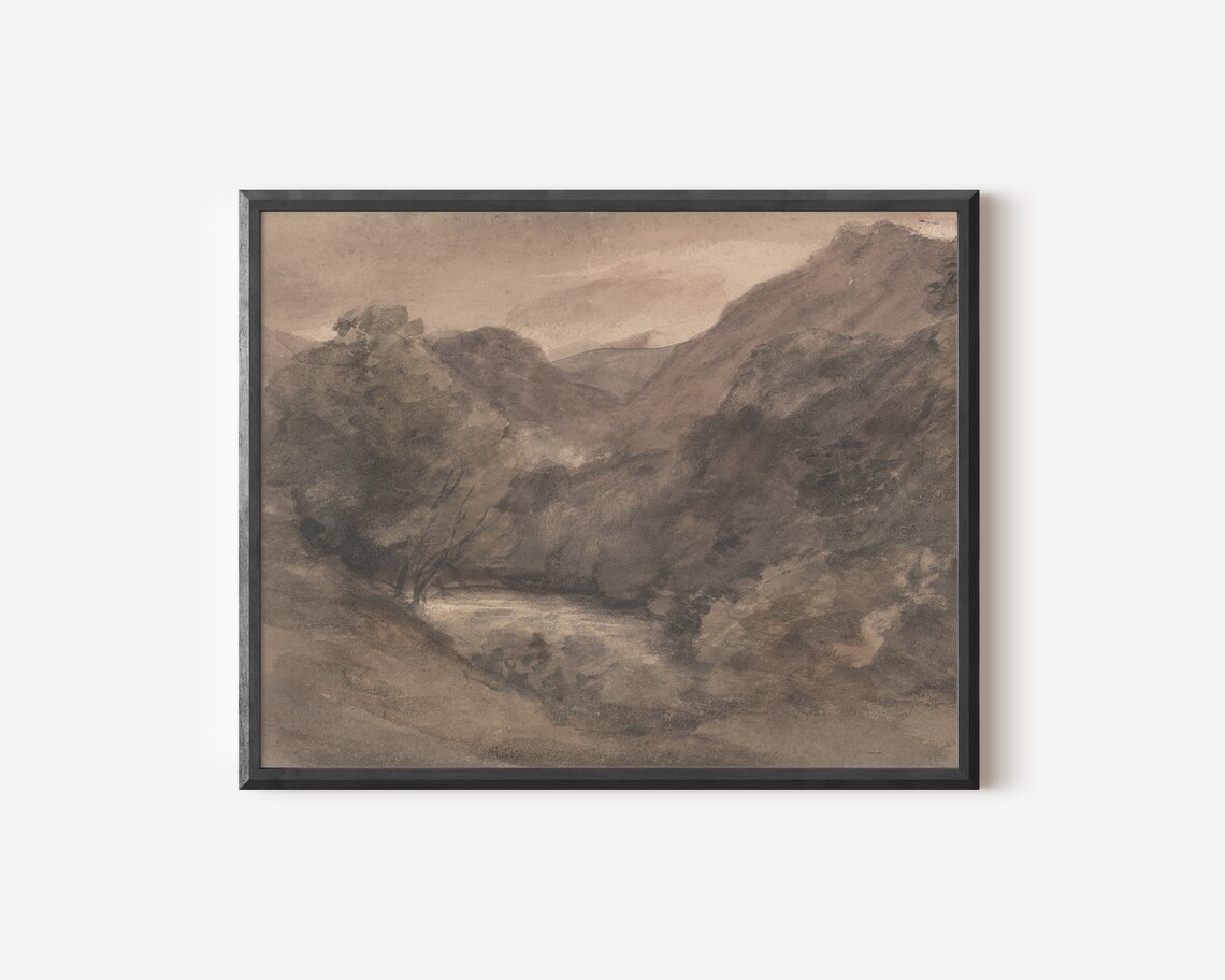 Tonal Abstract Watercolor Landscape, Neutral Art Print - Image 4