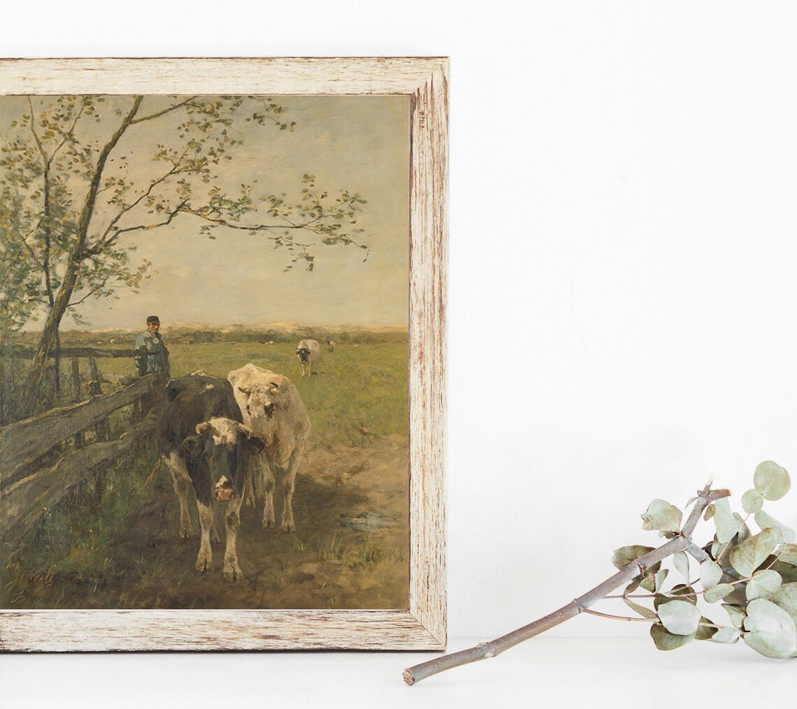 Vintage Farmhouse Landscape, Country Landscape Art Print - Image 2