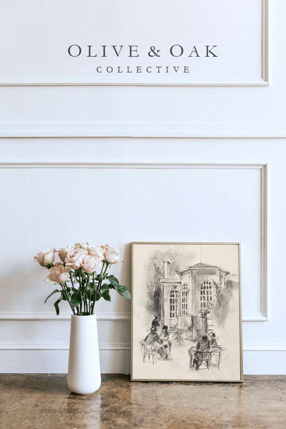 Vintage Paris Cityscape Sketch, Paris Cafe Art Print - Image 3