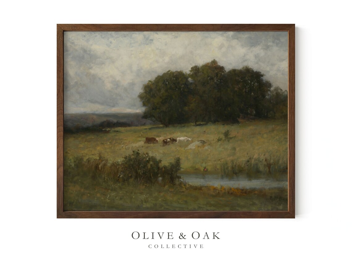 Country Landscape Meadow Cattle Farmhouse Art Print - Image 4