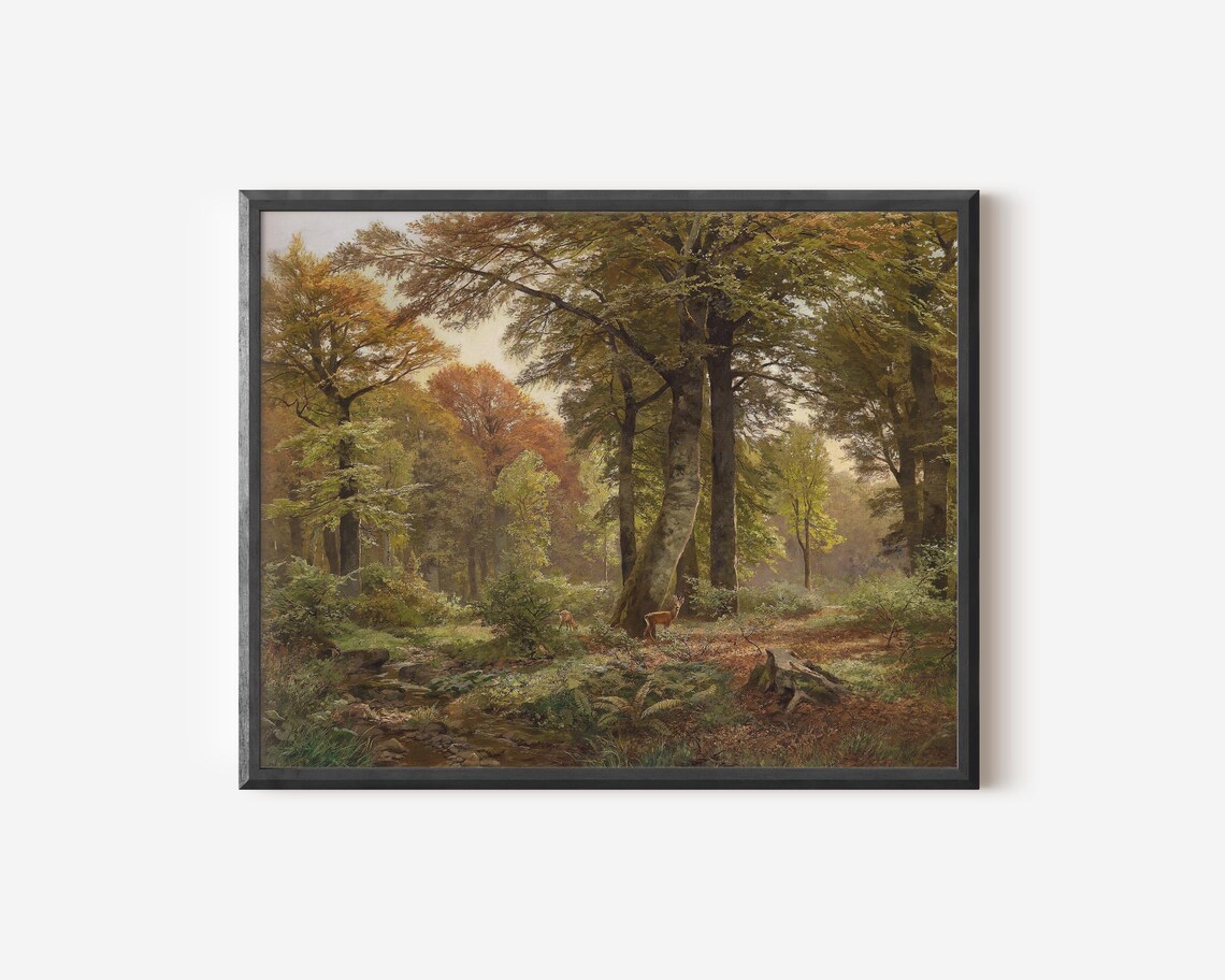 Autumn Decorations Vintage Landscape Oil Painting - Image 4