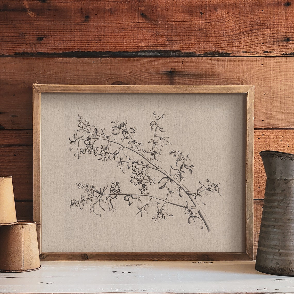 Branch Sketch Vintage Botanical Art Print - Image 2