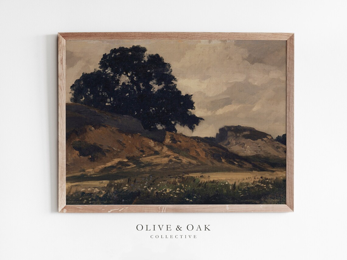 Moody Landscape - Rustic Oil Painting