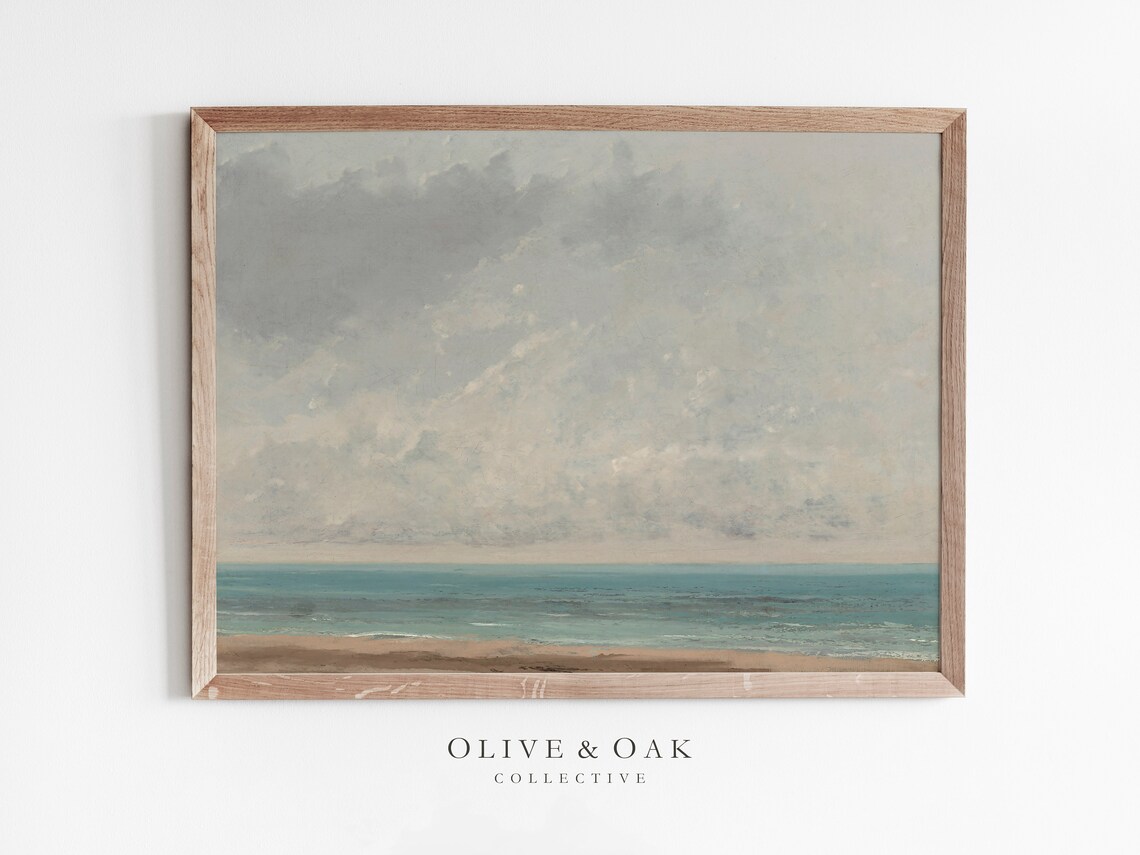 Muted Coastal Seascape, Vintage Ocean Art Print