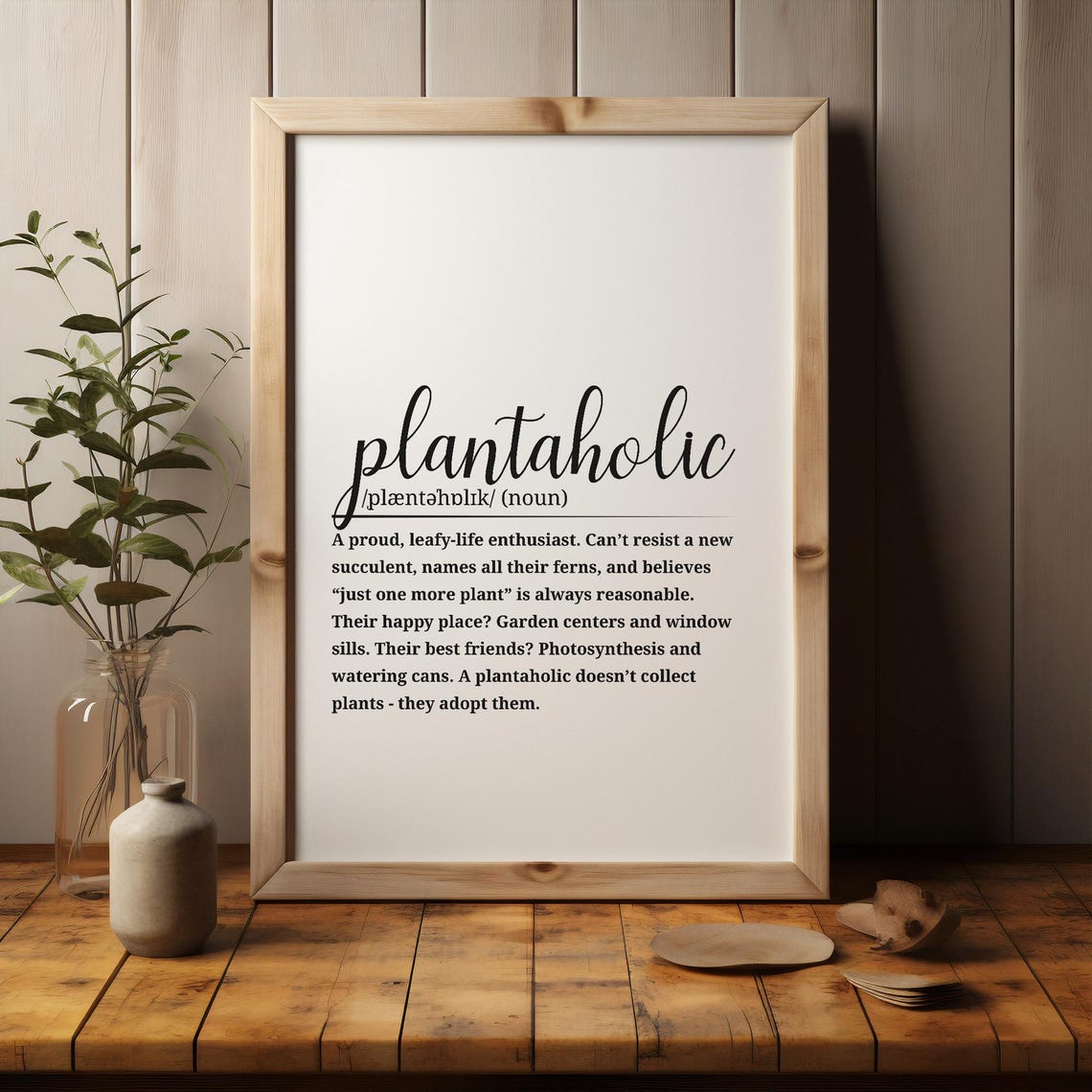 Plantaholic Definition Fun Plant Lover Dictionary Script Wall Art - Image 3