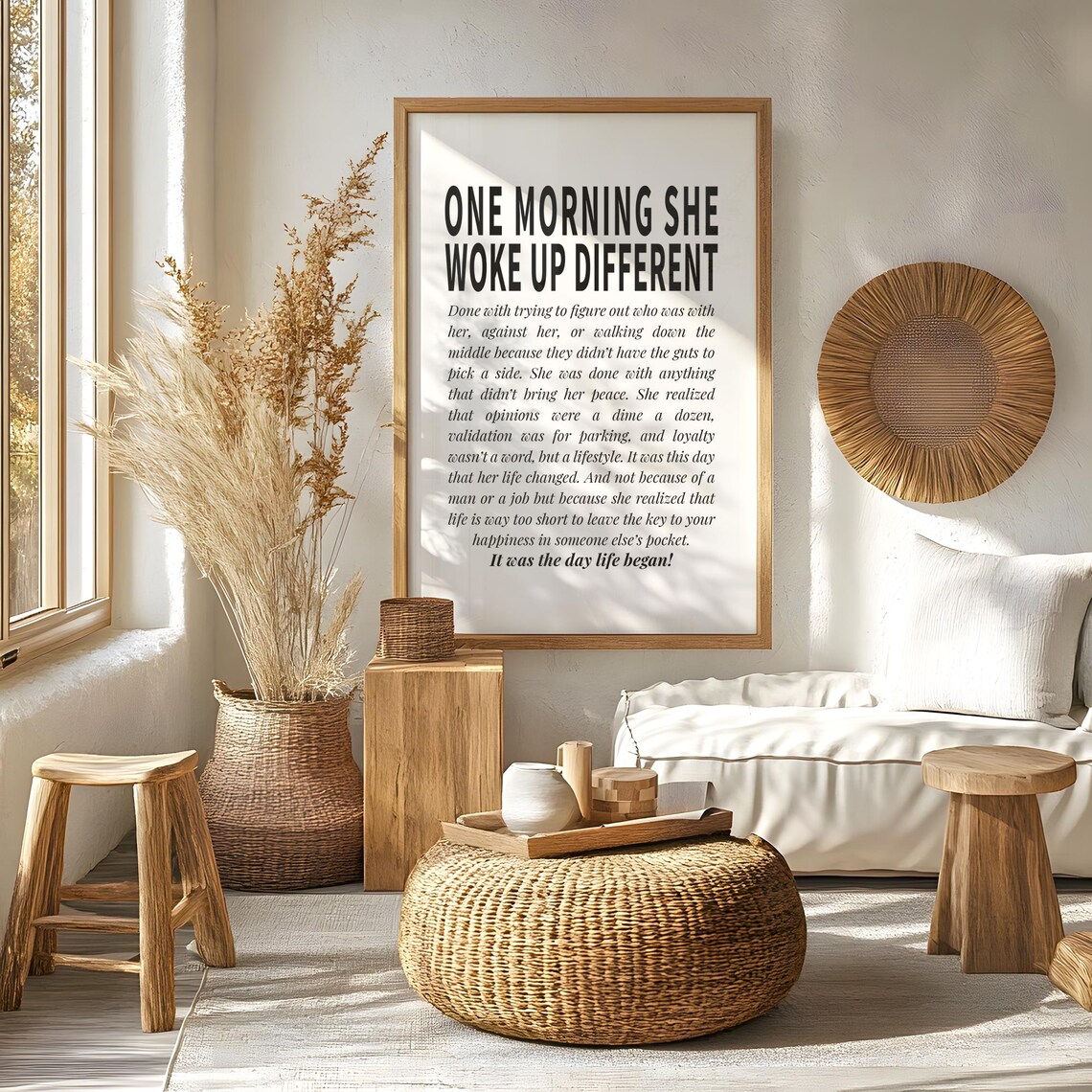 One Morning She Woke Up Different Bold Condensed Typography Quote Poster - Image 5