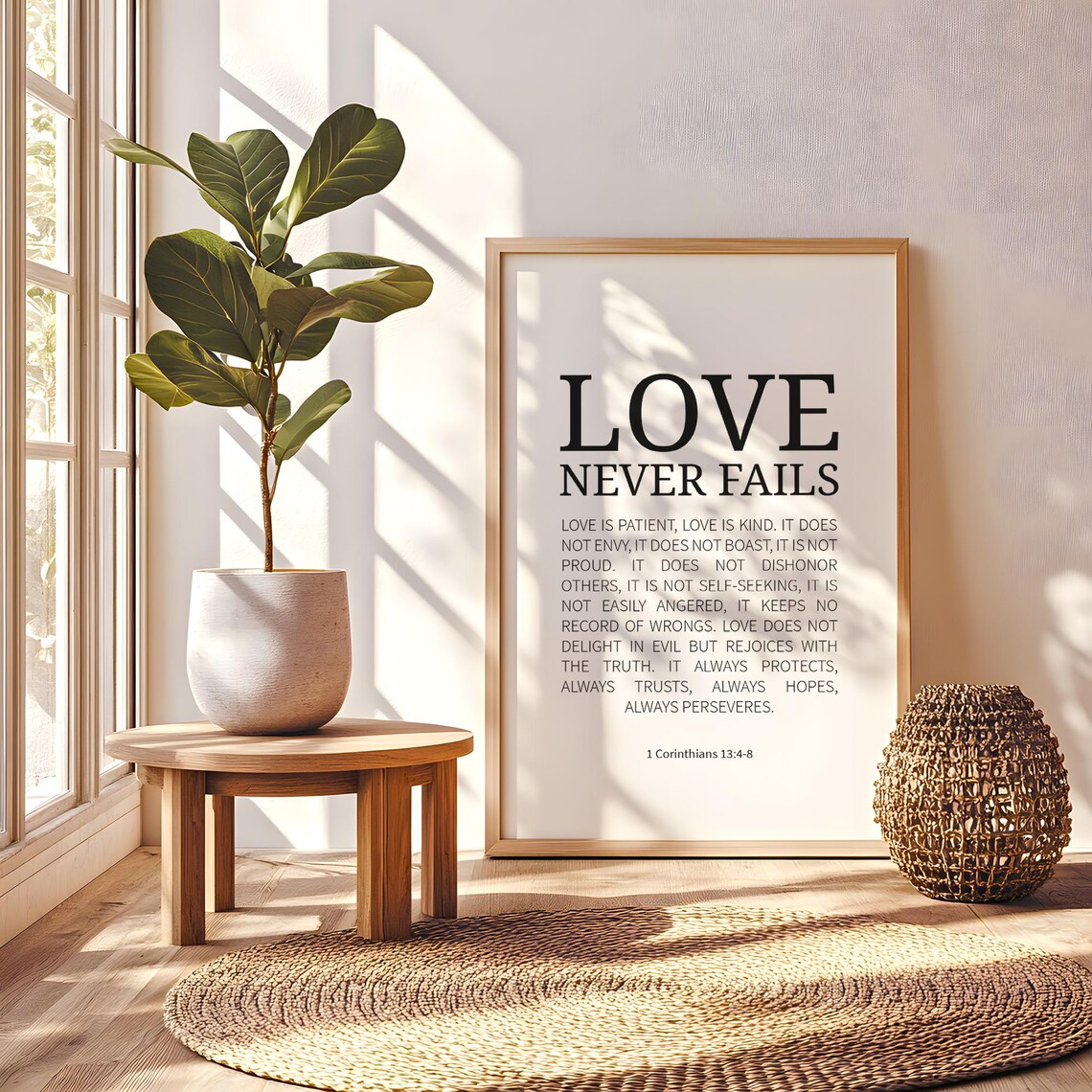 Love Never Fails Wall Art 1 Corinthians 1348 Decor Christian Print Bible Verse - Image 6