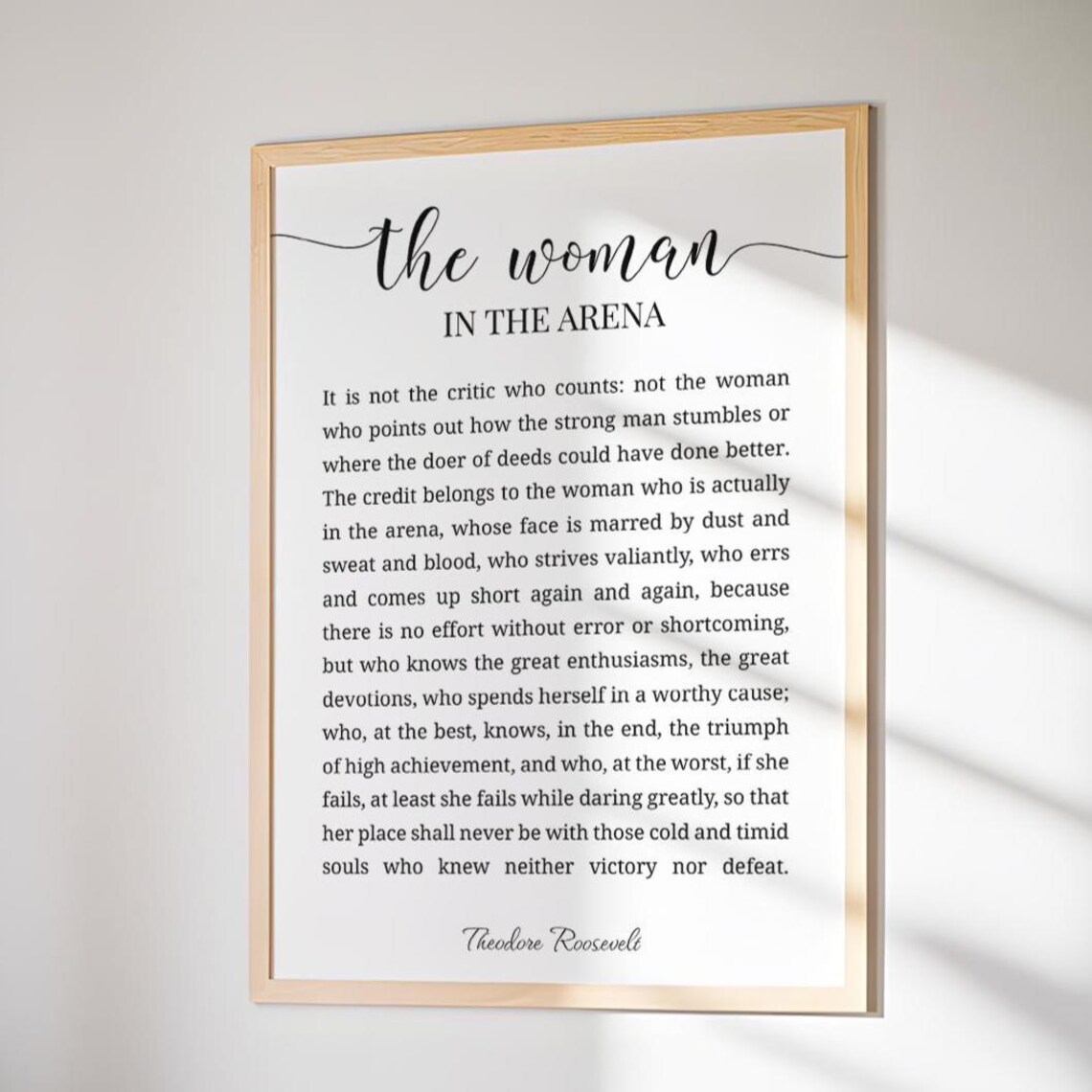 The Woman In The Arena Theodore Roosevelt Quote Inspirational Poster