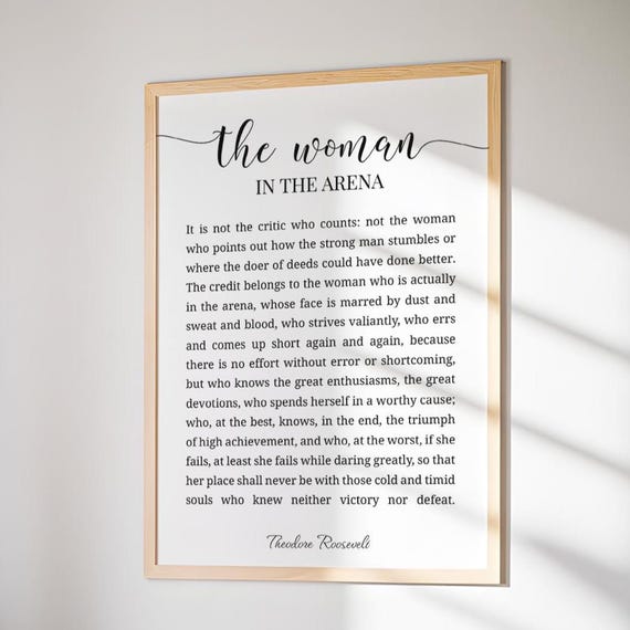 Woman In The Arena Wall Art Daring Greatly Decor Empowered Women Print Theodore Roosevelt