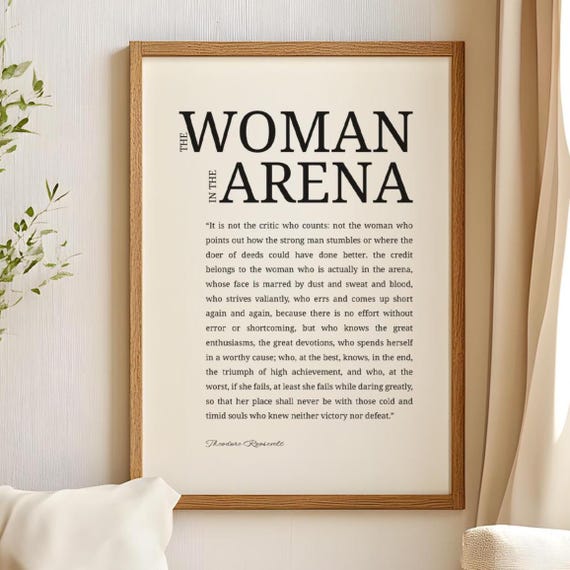 Woman In The Arena Wall Art Theodore Roosevelt Decor Empowerment Feminist Print Women Inspirational Quote