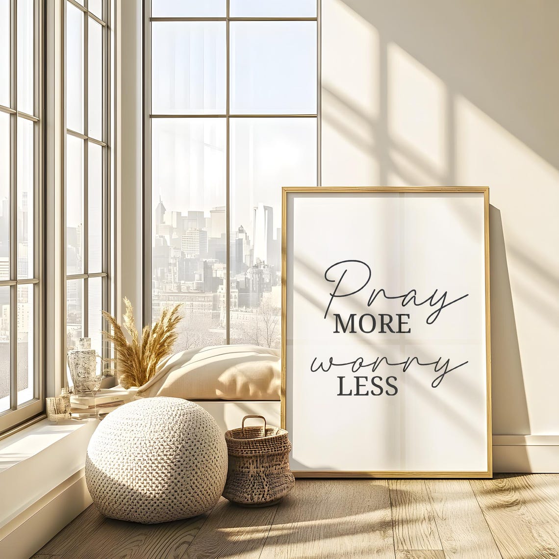 Pray More Worry Less Quote Mixed Script Typography Style Poster - Image 6