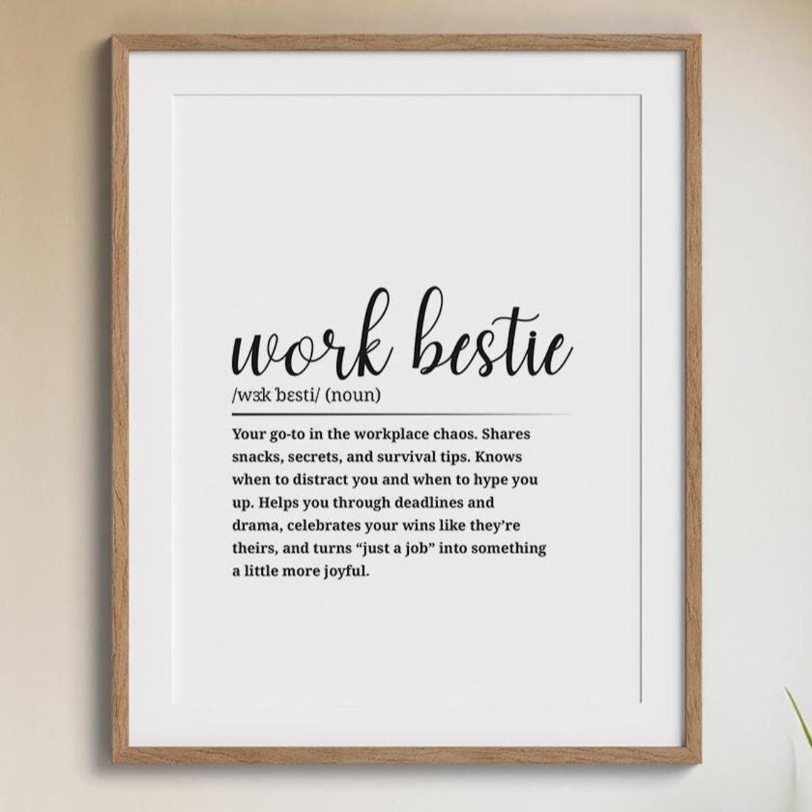 Work Bestie Definition Fun Coworker Gift Office Humor Wall Art