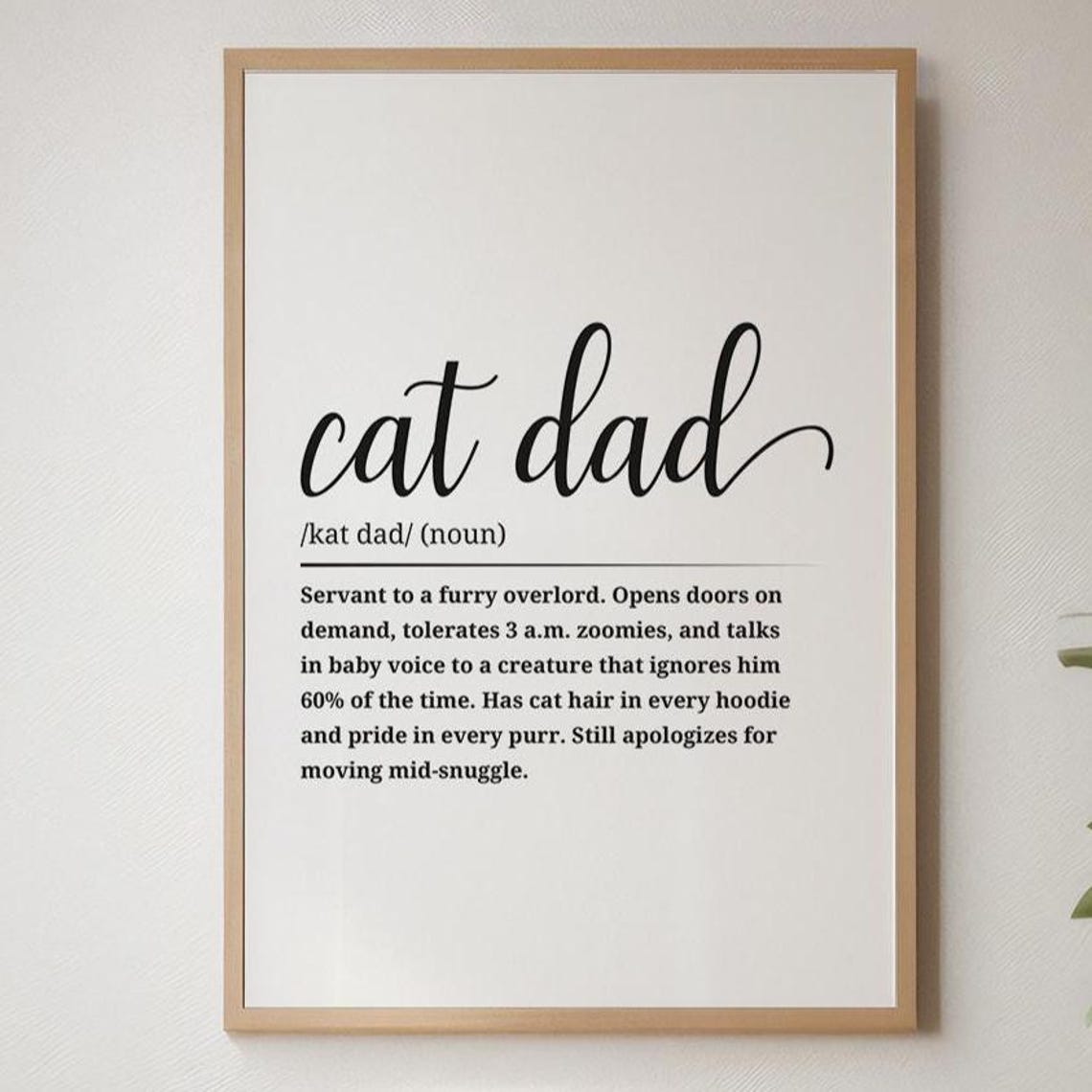 Cat Dad Definition Dictionary Style Pet Lover Funny Gift Quote Poster