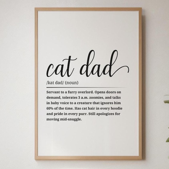 Cat Dad Definition Dictionary Style Pet Lover Funny Gift Quote Poster