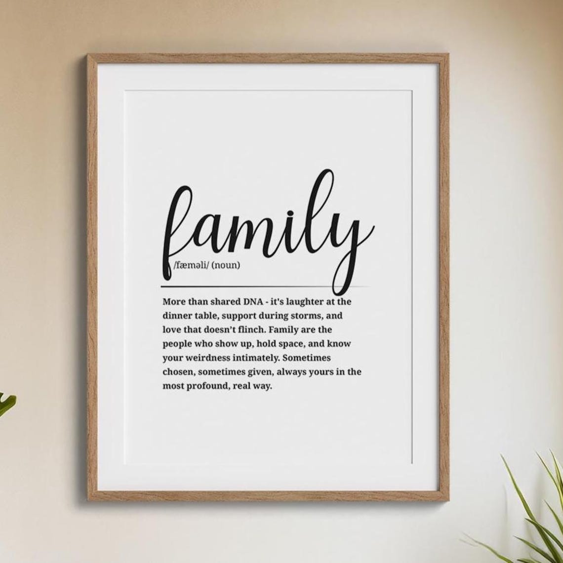 Family Definition Script Typography Loved Ones Word Art Quote Poster