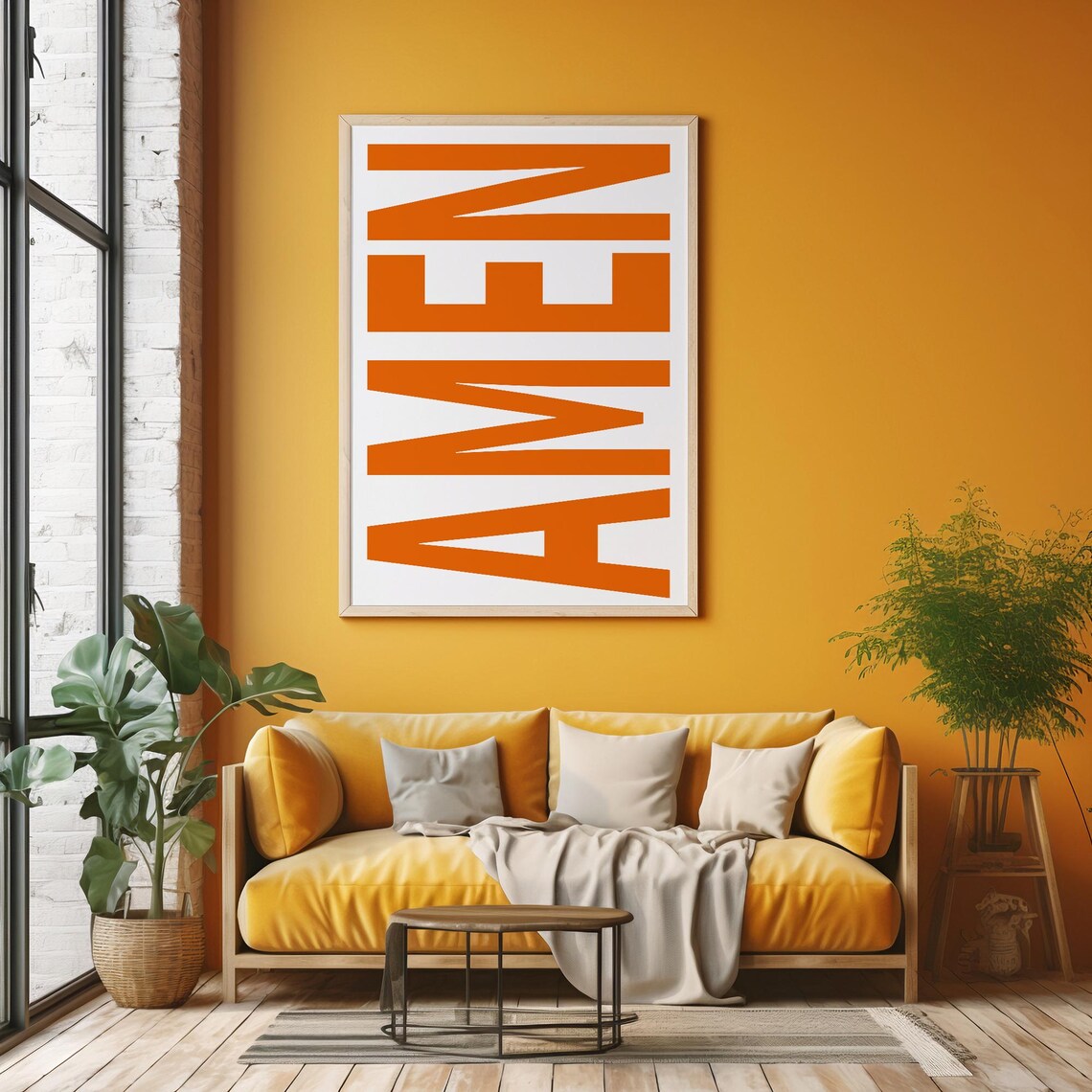 Amen Bold Orange Typography Modern Christian Faith Art Poster - Image 5