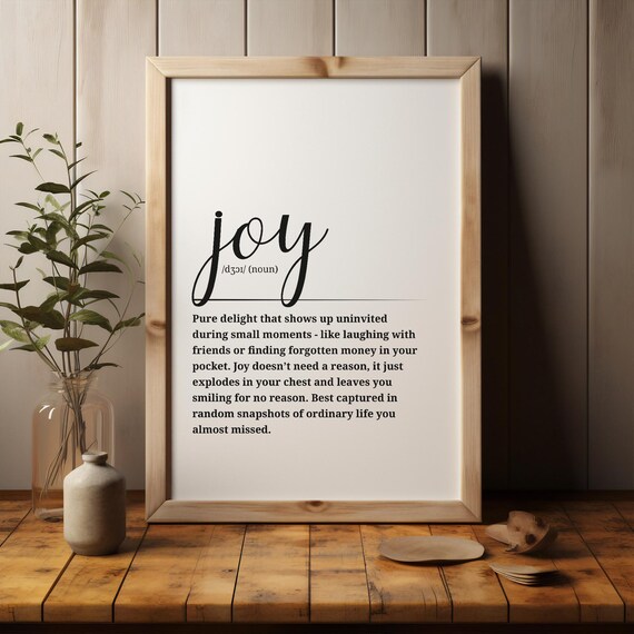 Joy Dictionary Definition Funny Noun Script Typography Wall Decor Poster