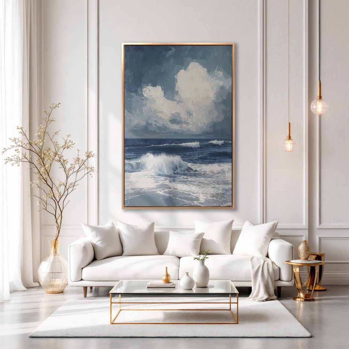 Deep Blue Ocean Waves Under Towering Dramatic Storm Clouds Poster - Image 6