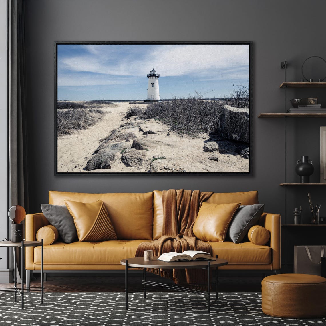Edgartown Lighthouse Large Wall Art On Marthas Vineyard Print In Massachusetts Wall Art Decor Rugged Atlantic Beaches Decor - Image 5