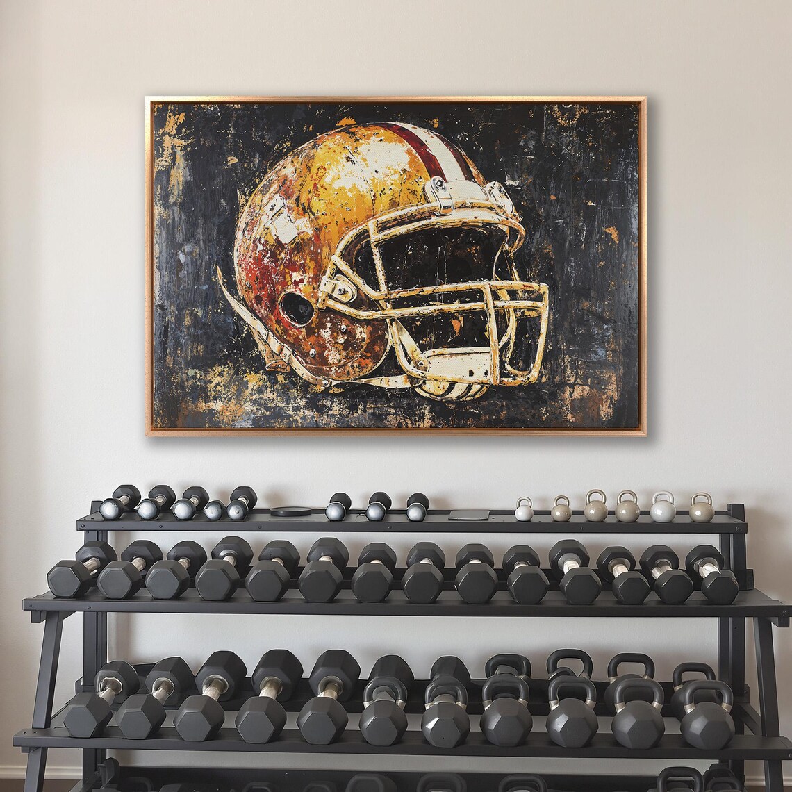 Abstract Sports Framed Wall Art Football Helmet Painting Print Vibrant Motivational Decor Boys Room Art Poster Ready To Hang Gift - Image 4