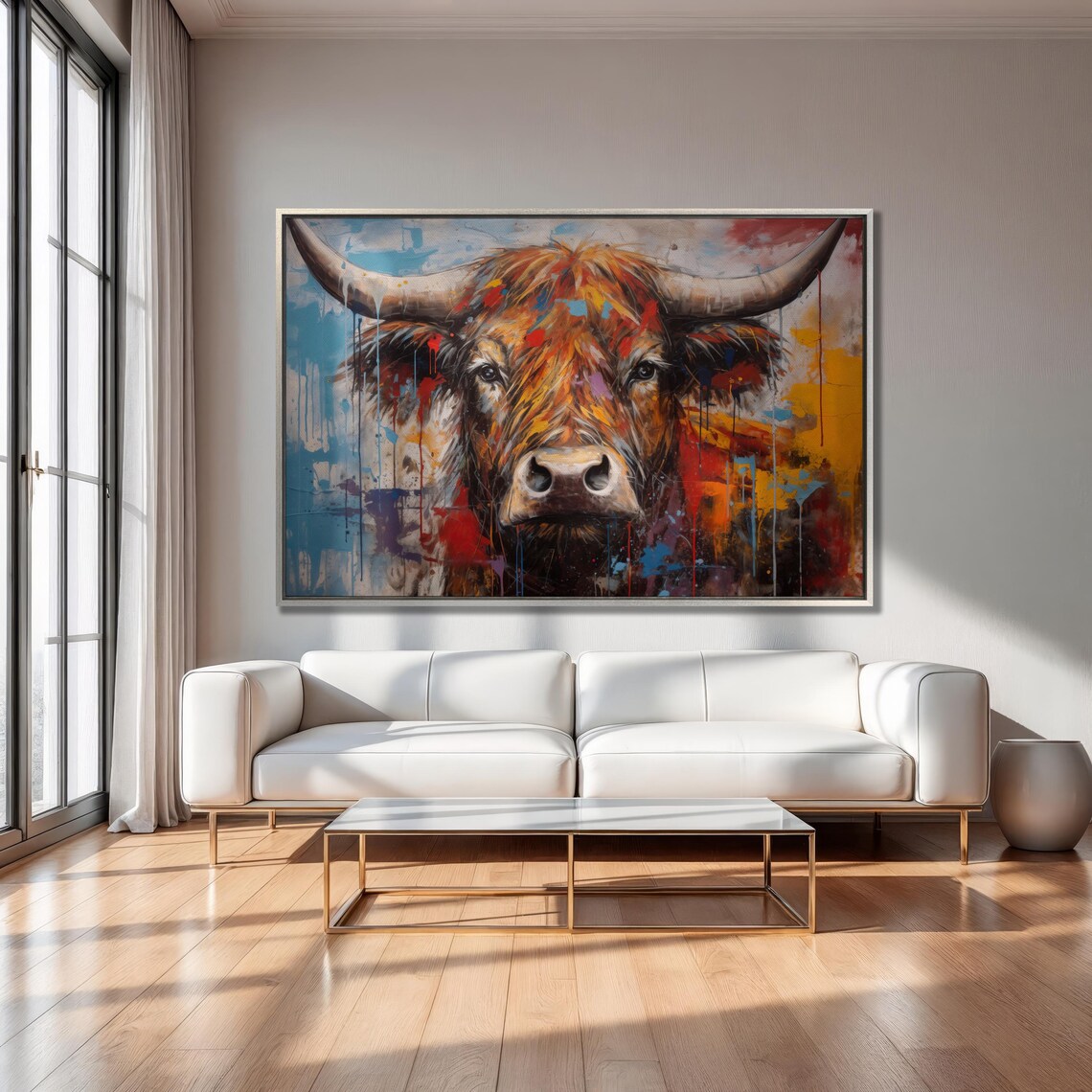 Abstract Cow Pop Art Oil Painting, Farmhouse Art Print - Image 2