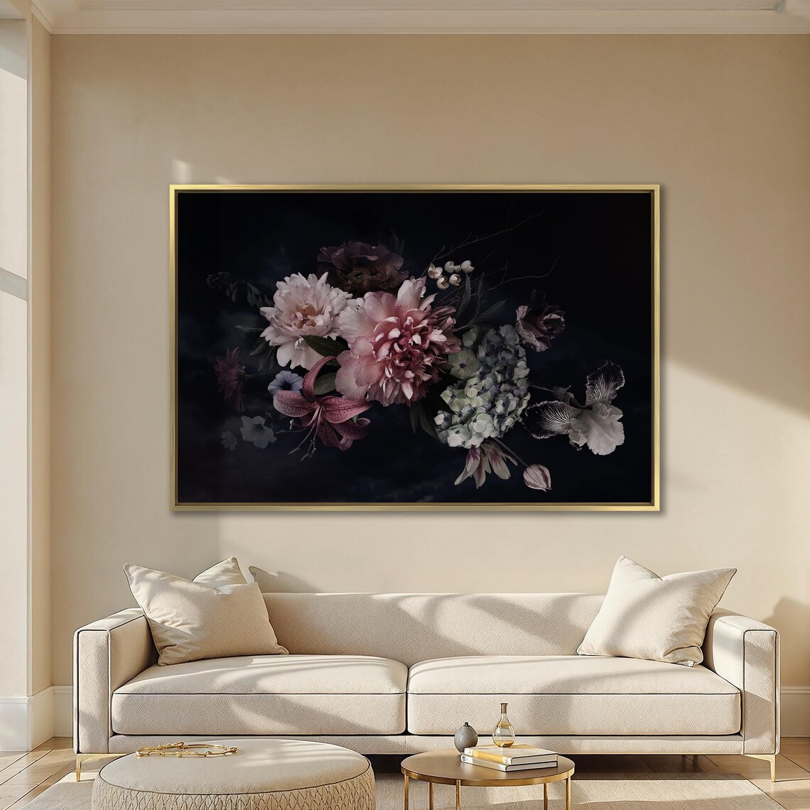 Dark Floral Bouquet Oil Painting Peonies Lilies Moody Botanical Poster - Image 4