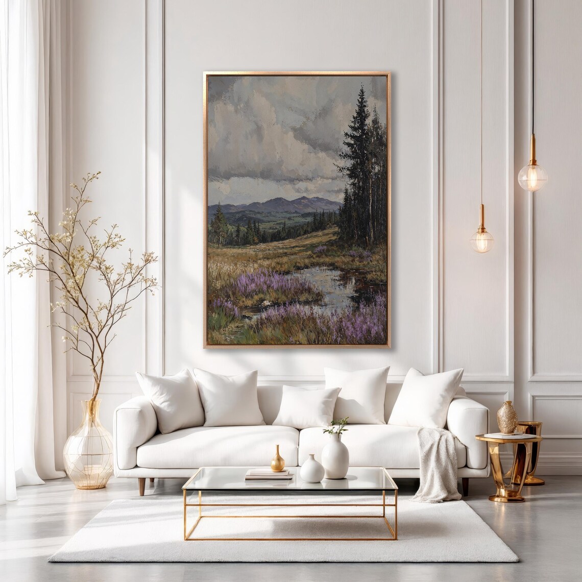 Mountain Serenity Tranquil Landscape Nature Wall Art Framed Print Scenic View Forest Painting Home Decor Ready To Hang - Image 6