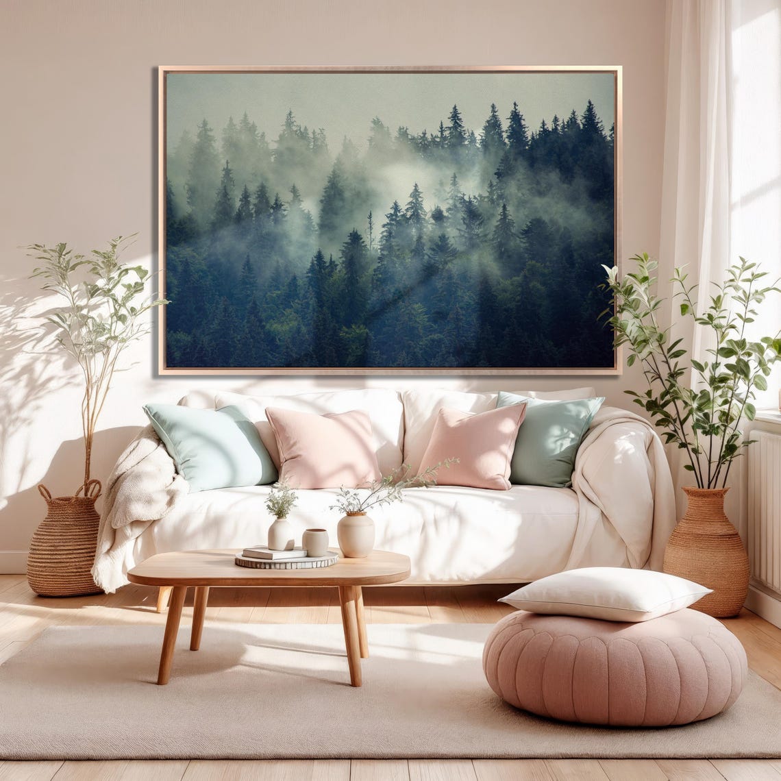 Foggy Misty Pine Forest Layers Mountain Trees Photography Print - Image 2
