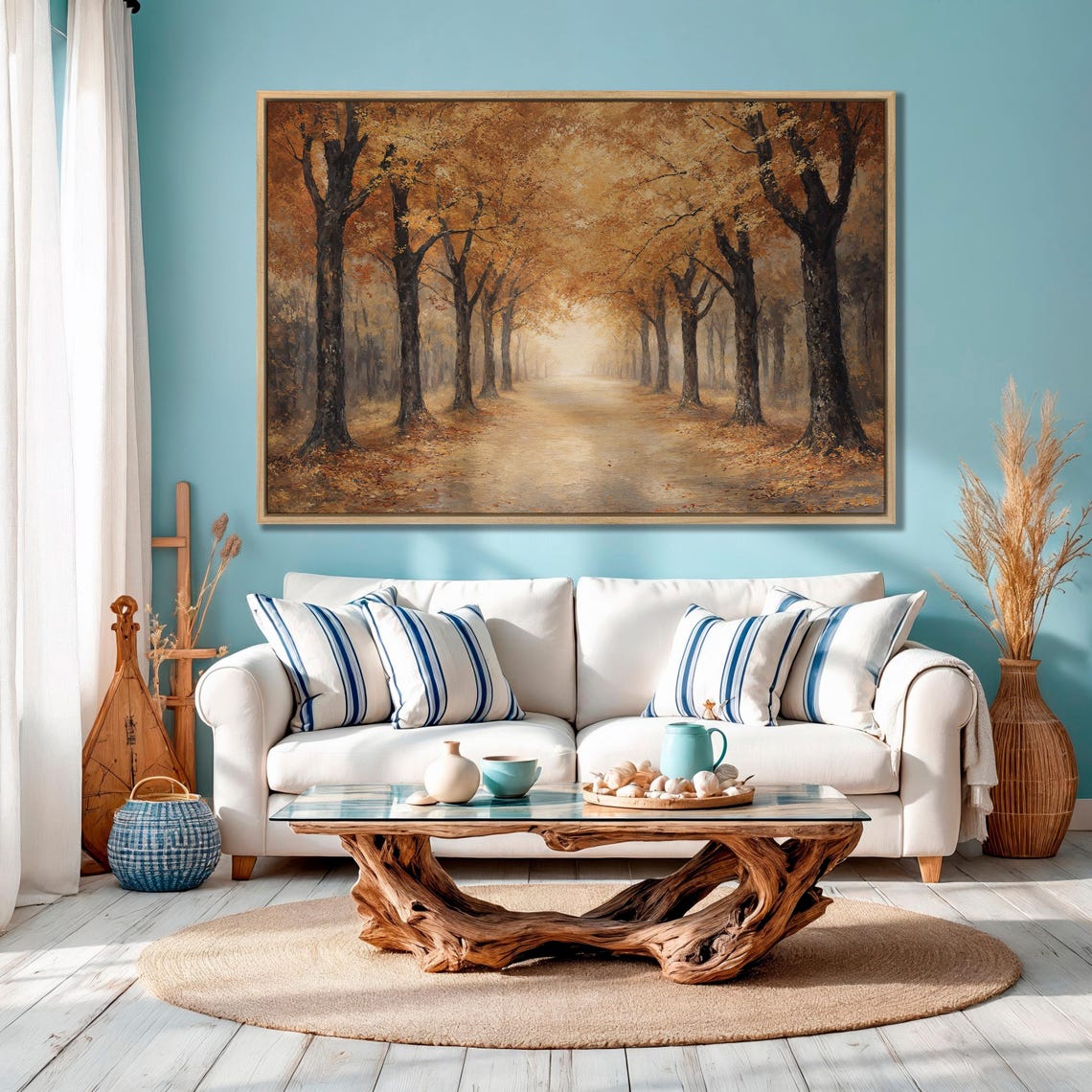 Autumn Tree Lined Avenue With Falling Golden Leaves Forest Poster - Image 4