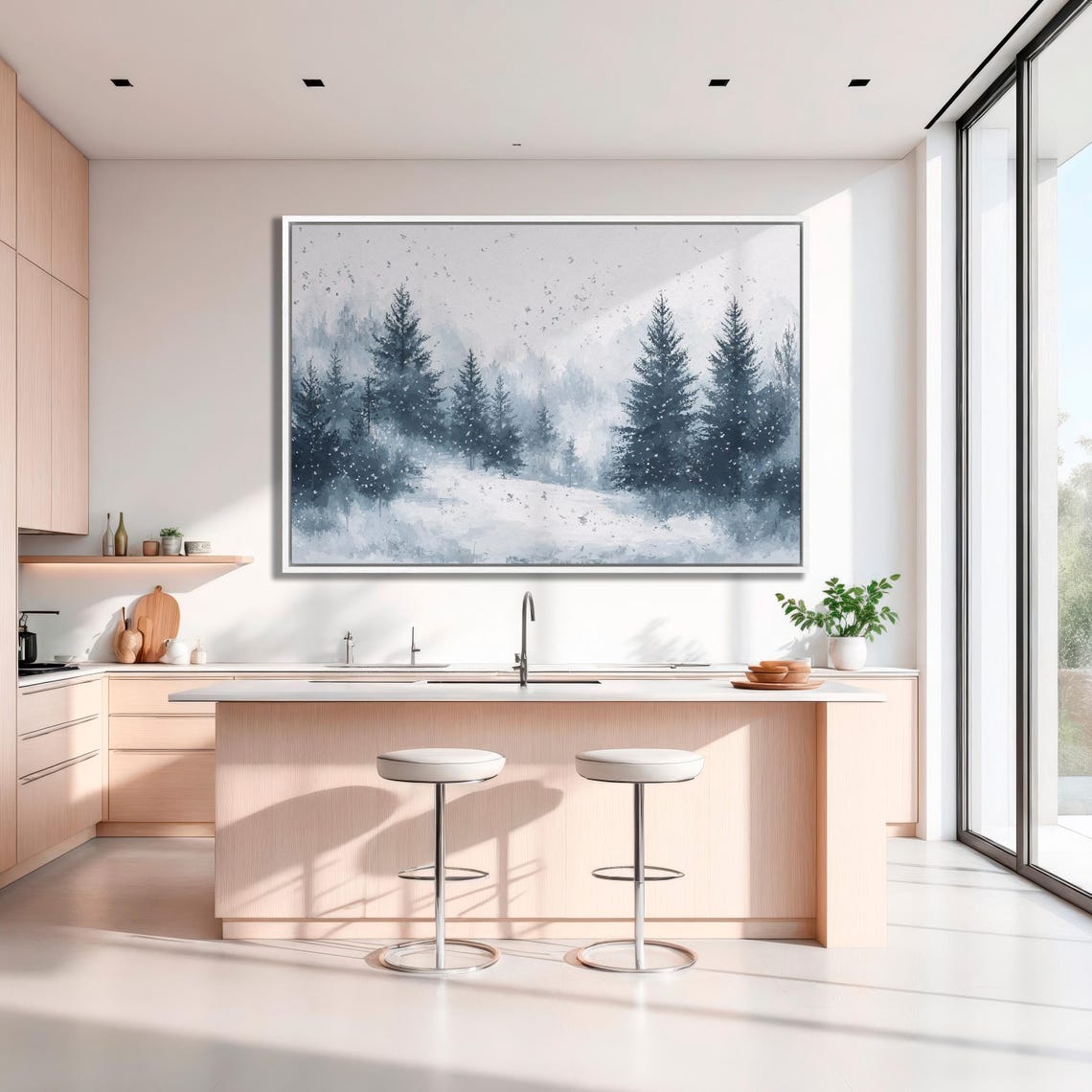 Snowy Evergreen Forest In Falling Snow Winter Landscape Poster - Image 3