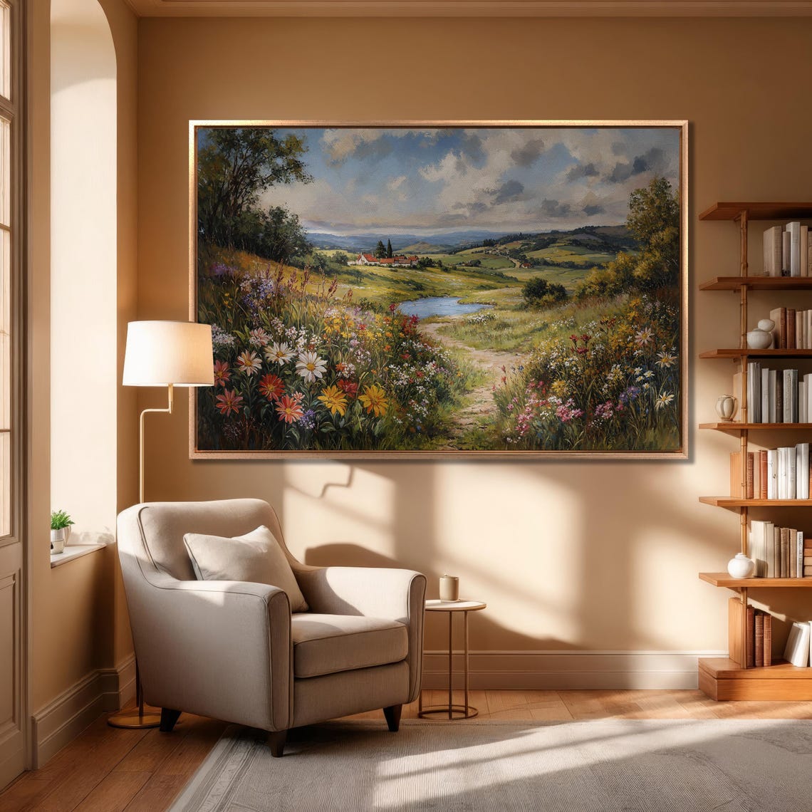 Pastoral Countryside Scene Romantic Landscape Framed Print Mountain Vista Large Wall Art Rustic Nature Decor Ready To Hang - Image 6