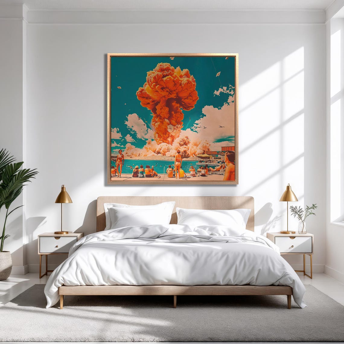 Retro Beach Atomic Mushroom Cloud Surreal Vintage Pop Art Poster - Image 3