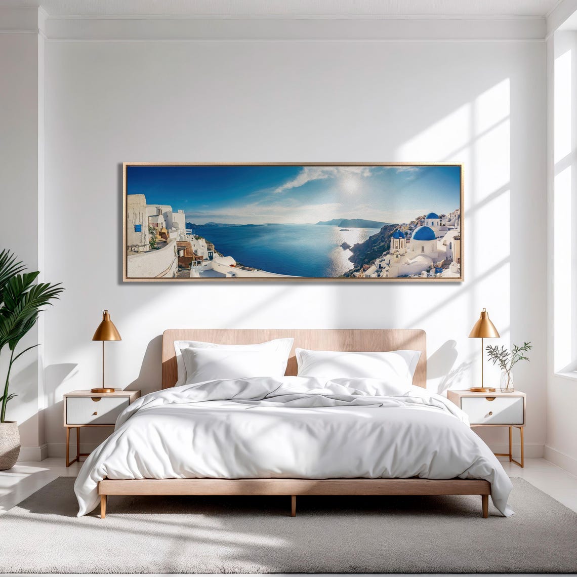 Santorini Greece Panoramic Coast With Blue Domes Triptych Poster - Image 5