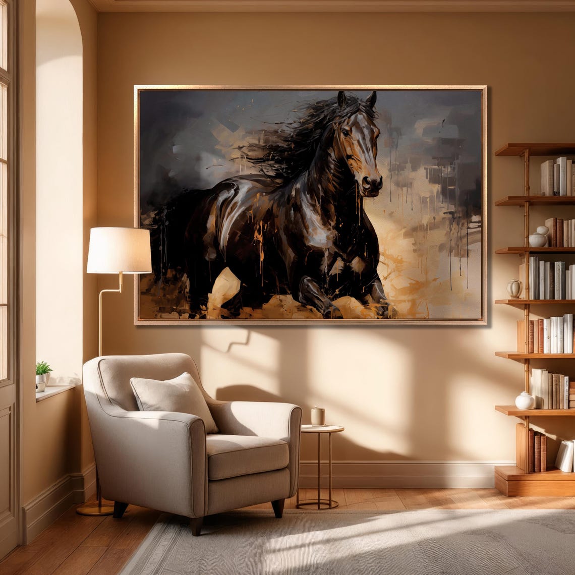 Dark Running Horse Dramatic Oil Painting Equine Equestrian Poster - Image 6