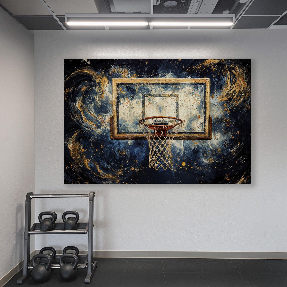 Basketball Hoop Abstract Framed Wall Art Motivational Painting Print Teenager Room Decor Vibrant Sports Poster Ready To Hang Gift - Image 6