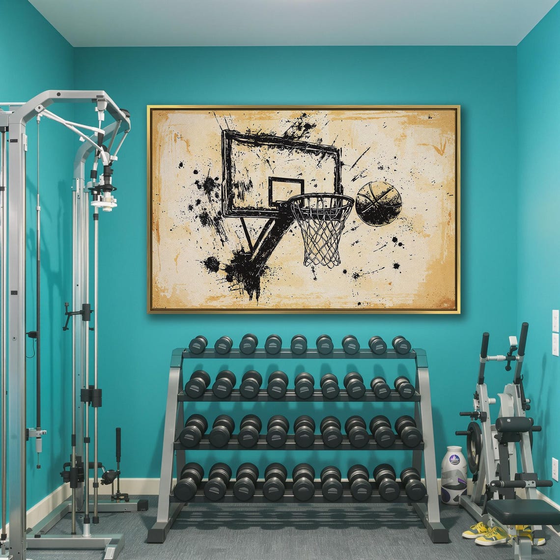Basketball Abstract Framed Wall Art Basket Ball Painting Print Teen Room Decor Motivational Poster Sports Artwork Ready To Hang - Image 3