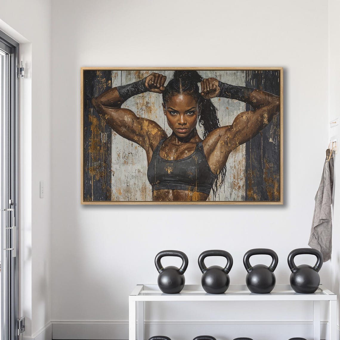 Female Athlete Framed Wall Art Strong Woman Painting Print Gym Decor Fitness Motivation Poster Sports Artwork Ready To Hang Gift - Image 2