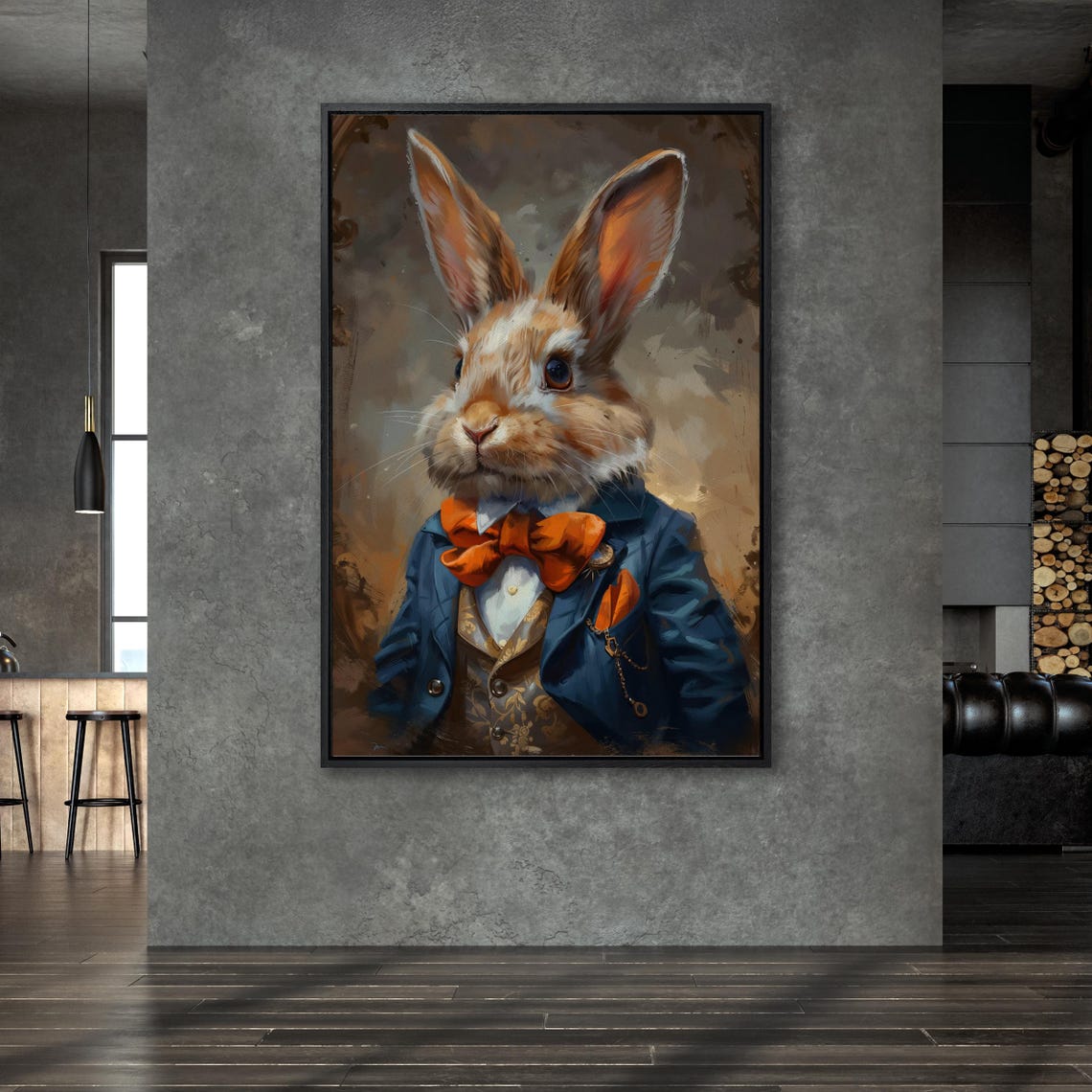 Dapper Rabbit In Blue Suit And Orange Bowtie Elegant Portrait Poster - Image 5